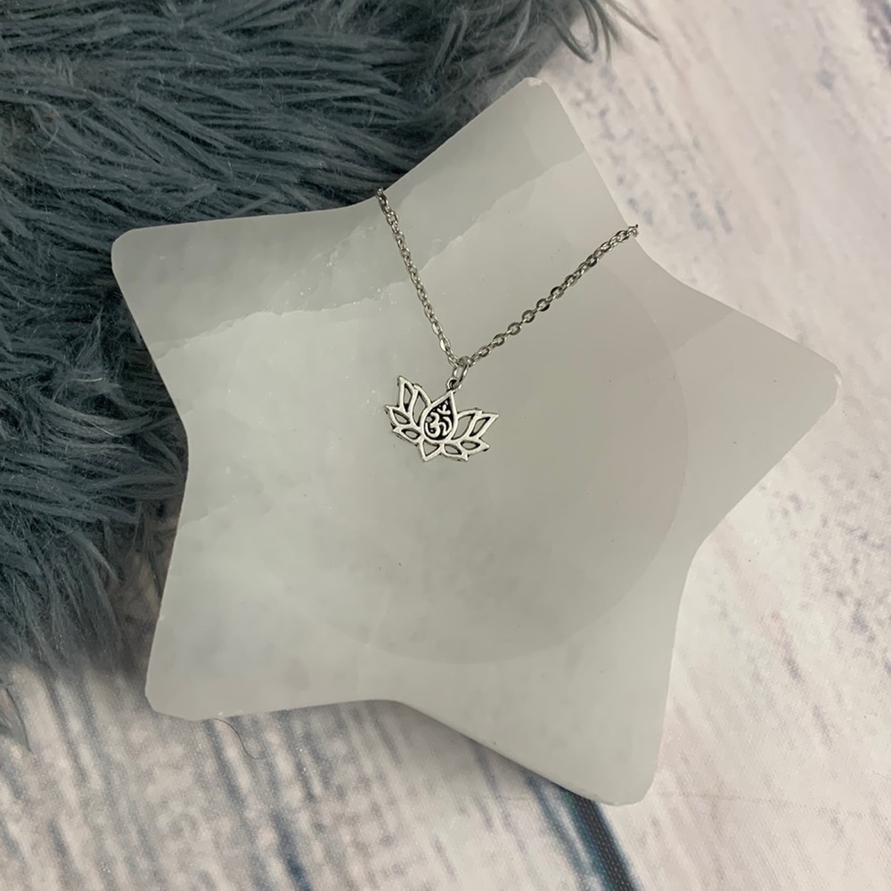 Silver-Tone Lotus Flower Necklace